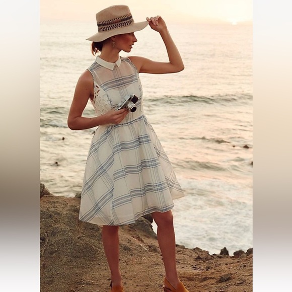 Moulinette Soeurs Dresses & Skirts - Moulinette Soeurs Anthropologie Seapane Dress Size 8 NWT Plaid Organza